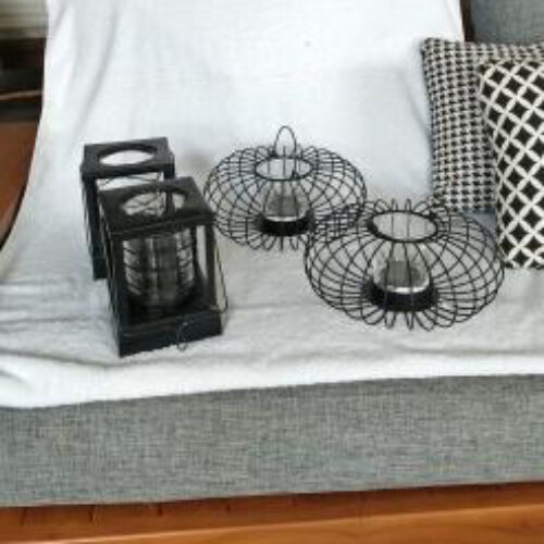 METAL BELLY LATERN WITH GLASS